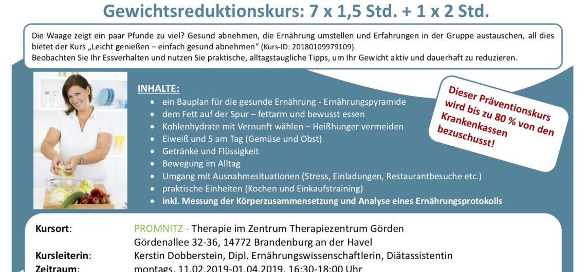 Präventionskurs Gewichtsreduktion Promnitz Physiotherapie