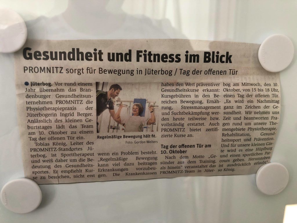 Hier finden Sie unsere Presseanzeige im Blickpunkt Jüterbog vom Juli 2018